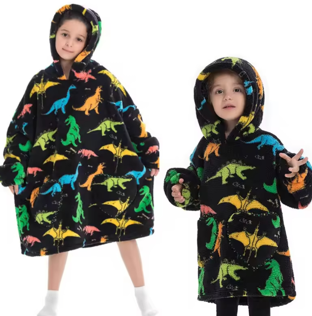 Plaid - kids black dinosaurs