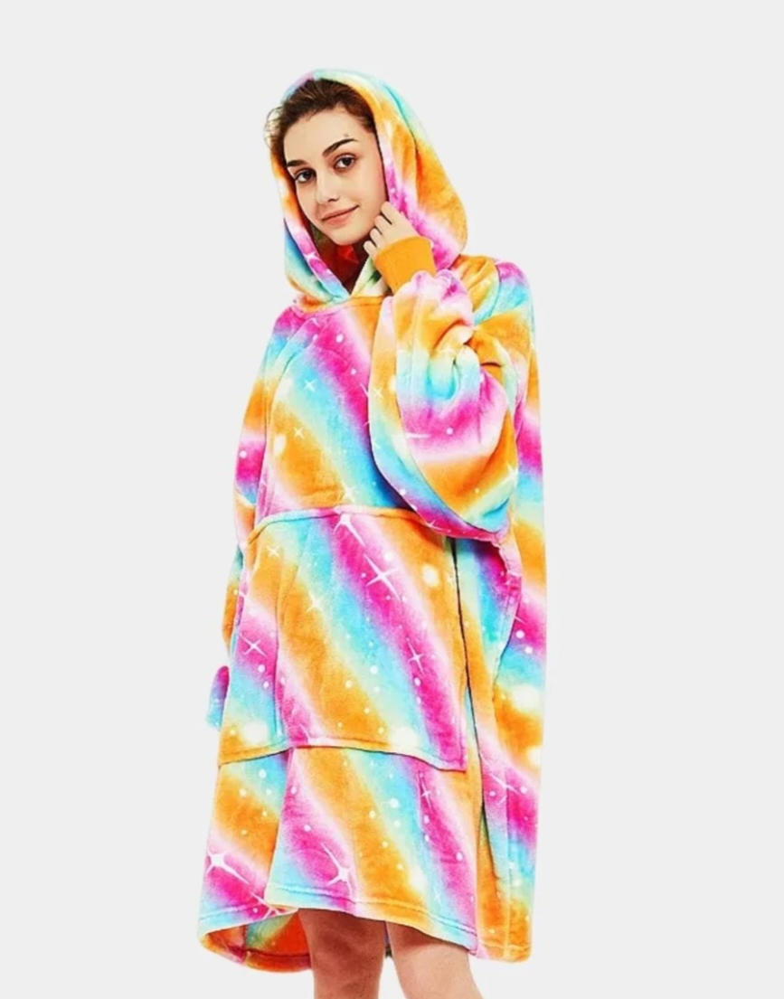 Plaid - blue, pink and orange rainbow