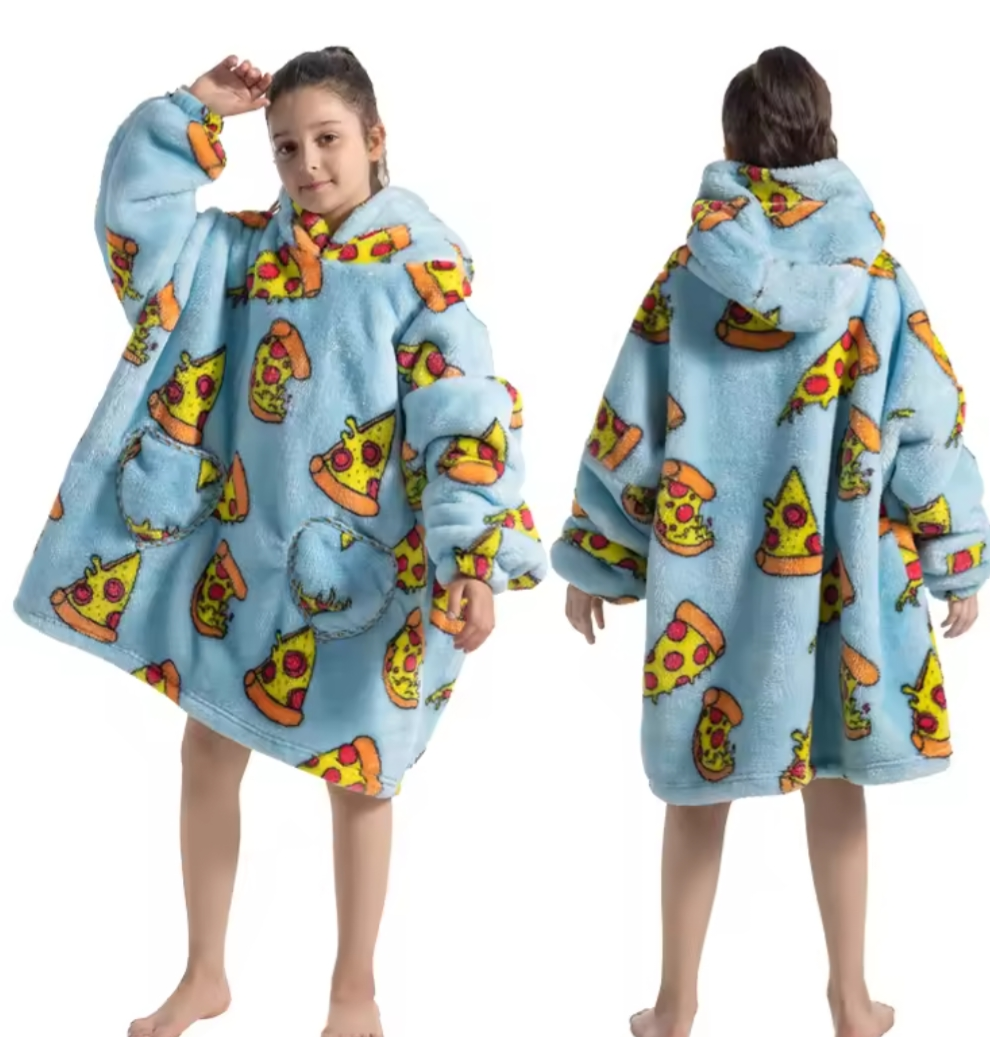 Plaid - kids blue pizza