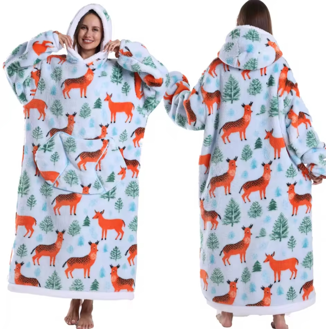 Plaid - white and green deer