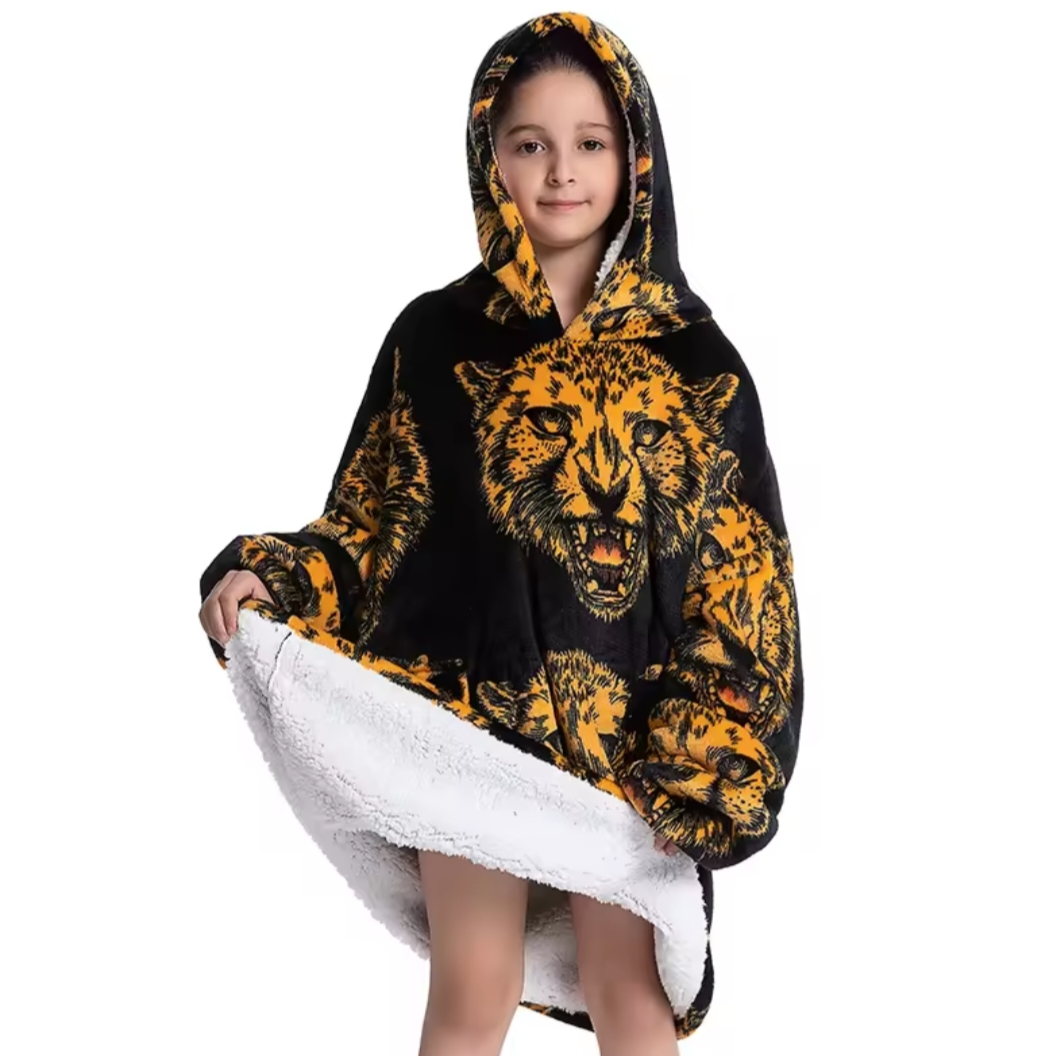 Plaid - kids black and orange lion