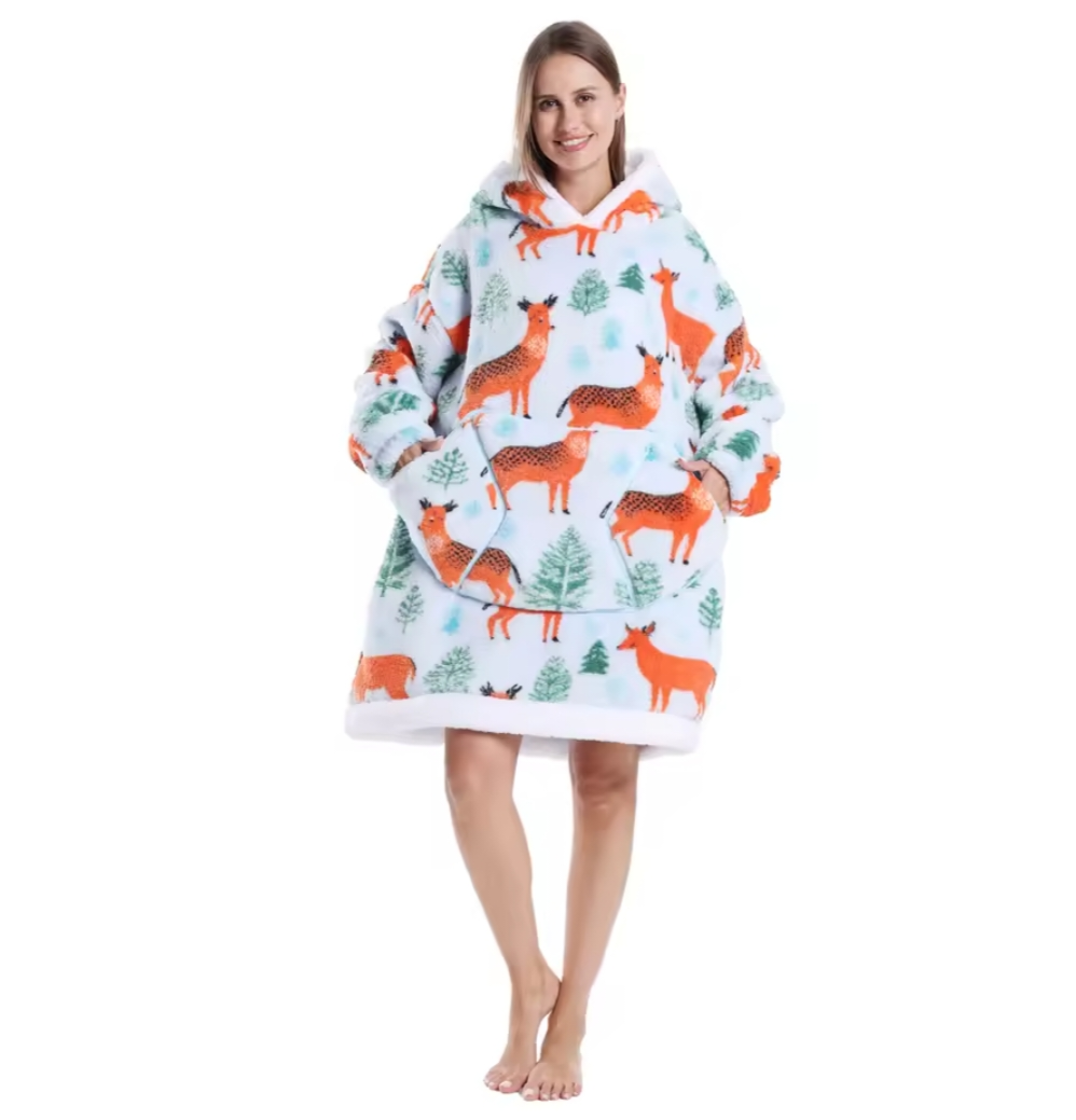 Plaid - white and green deer