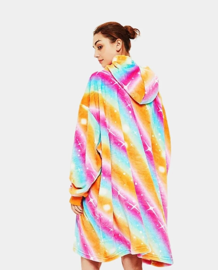 Plaid - blue, pink and orange rainbow